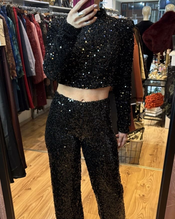 Black sequin pants